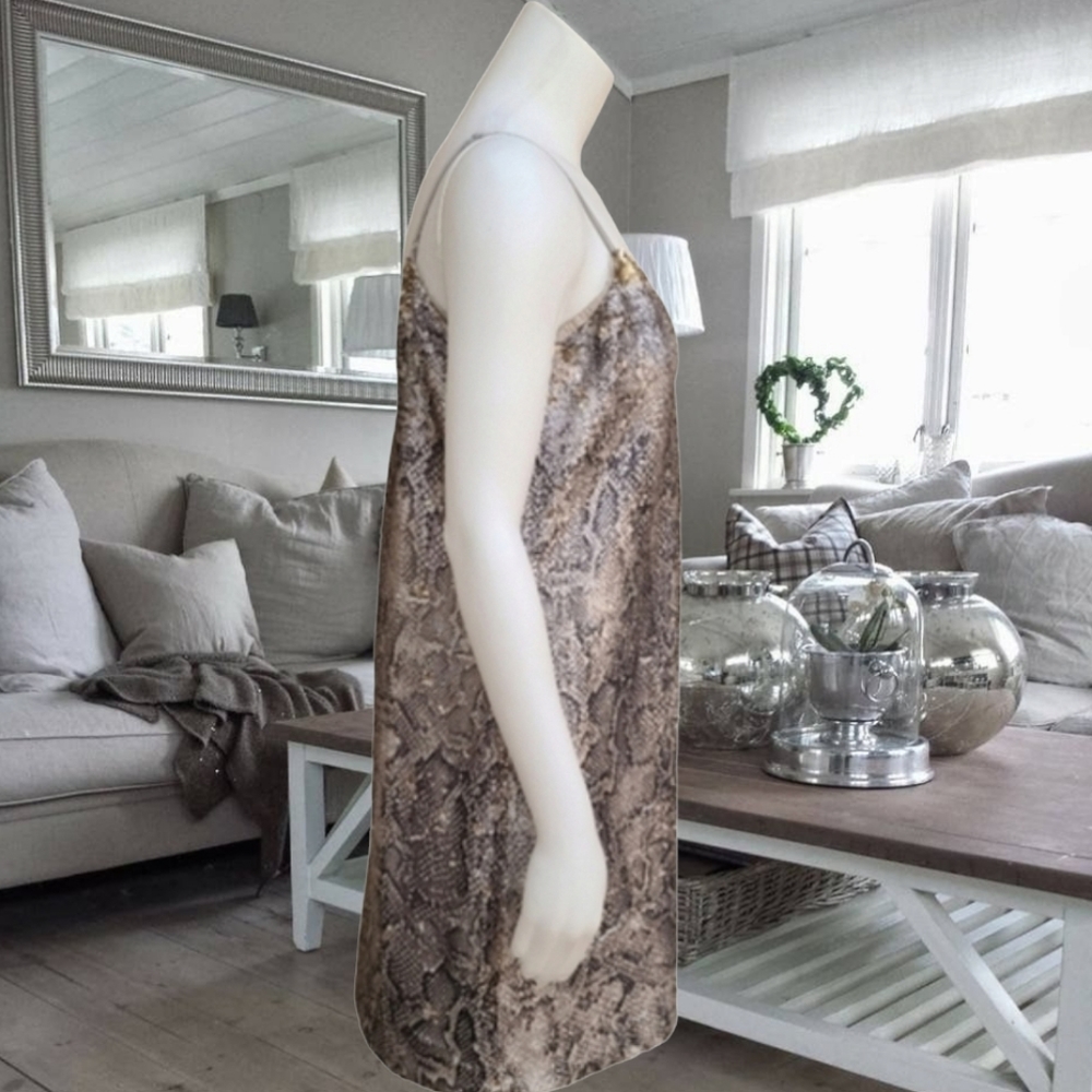 CUPCAKES & CASHMERE Candice Snakeskin Mini Dress S Two Way Sequin Cami Slip Y2K - Picture 6 of 15